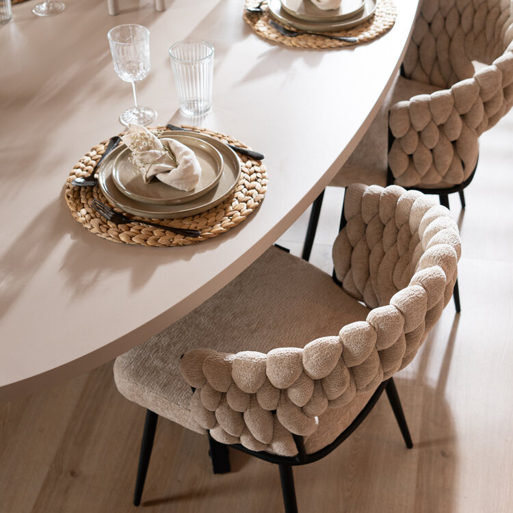 Eetkamerstoel Braid chenille beige