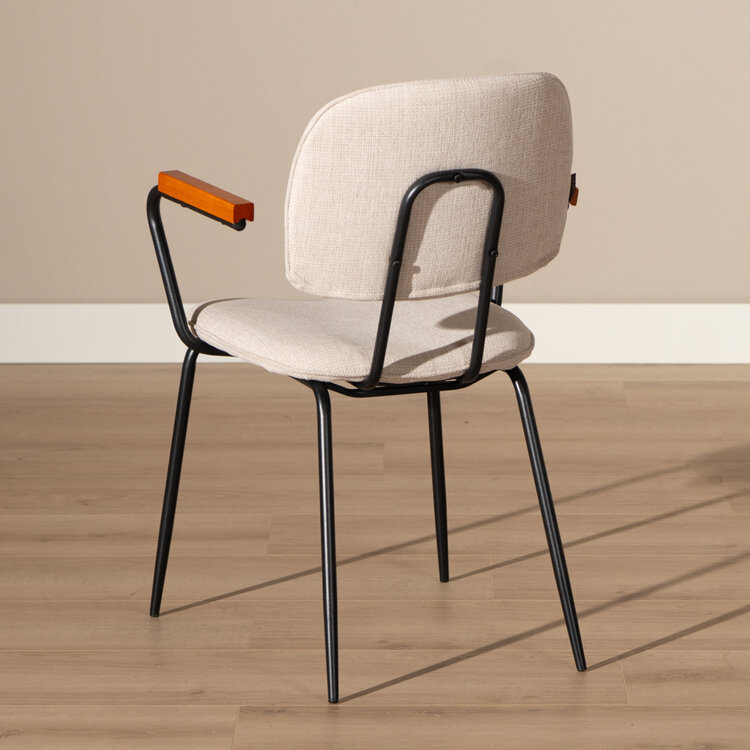 Scandinavische eetkamerstoel Oskar beige gerecyclede stof