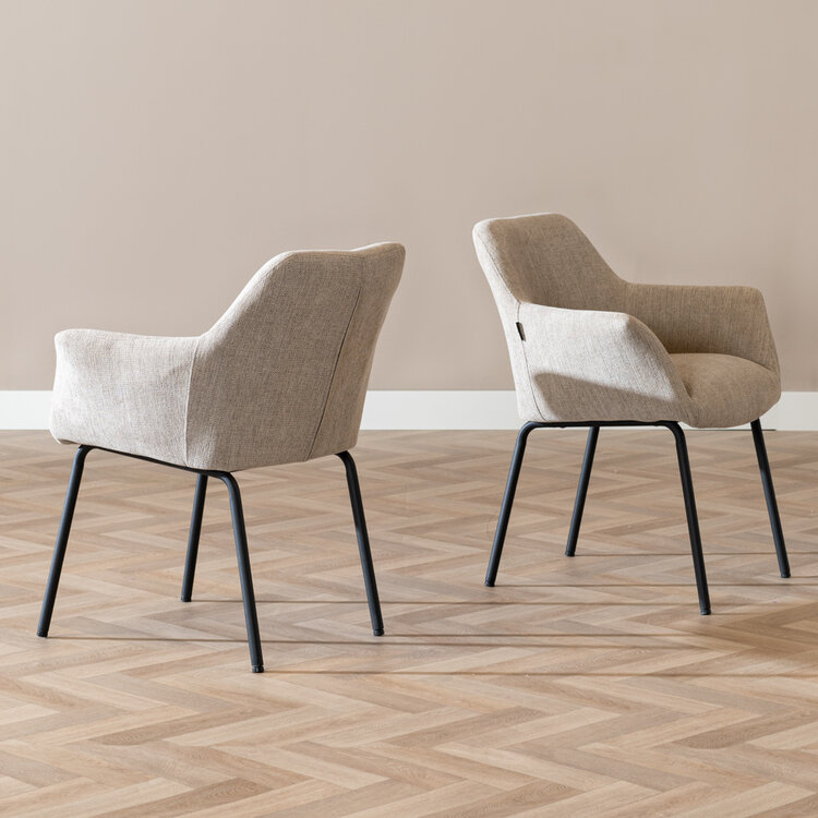 Scandinavische eetkamerstoel Sten gerecyclede stof taupe