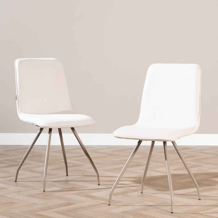 Scandinavische eetkamerstoel Pippi off white gerecyclede stof