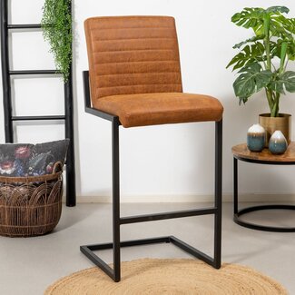 Industriële barkruk Block cognac eco-leer 79 cm