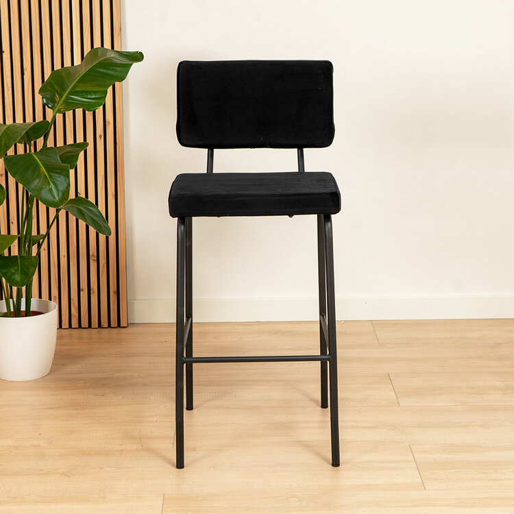 Velvet barkruk Espen zwart 64-77 cm