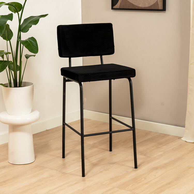 Velvet barkruk Espen zwart 64-77 cm