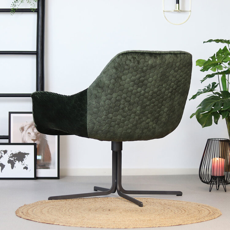 Velvet fauteuil Lizzy draaibaar donkergroen