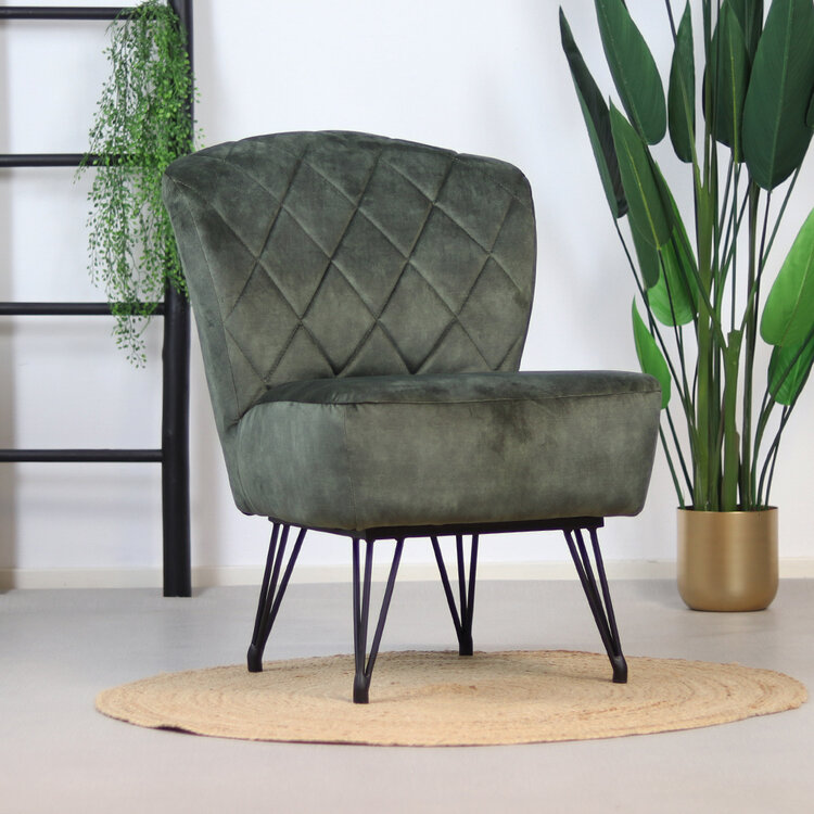 Velvet fauteuil Else donkergroen