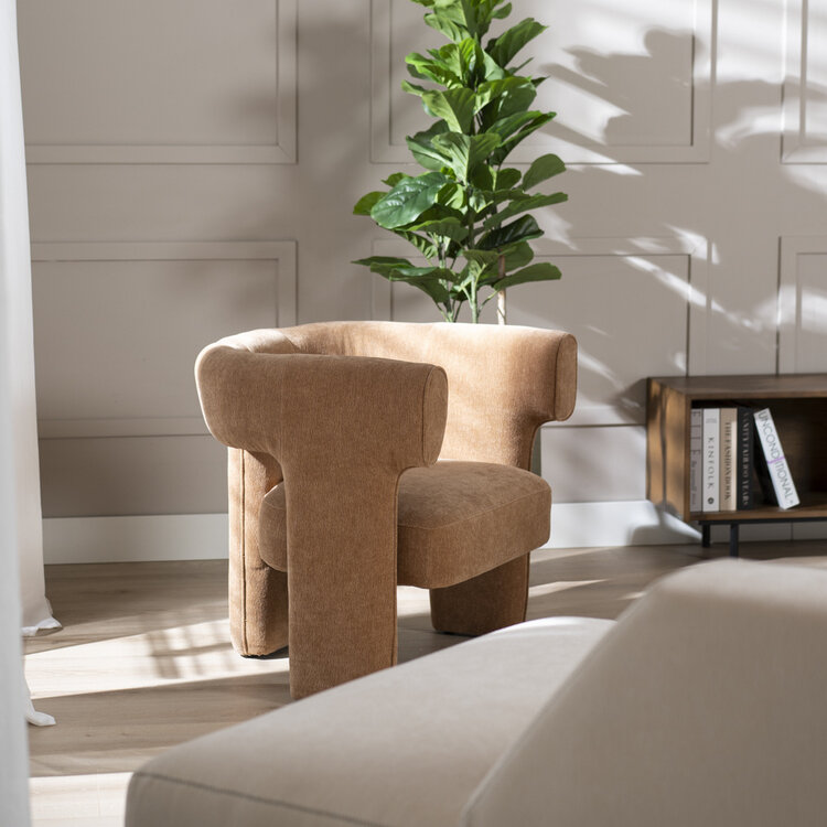 Scandinavische fauteuil Bibi chenille terracotta