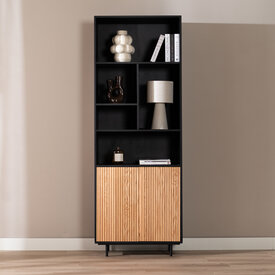 Wandkast Bradley zwart/blank eiken 80x220 cm
