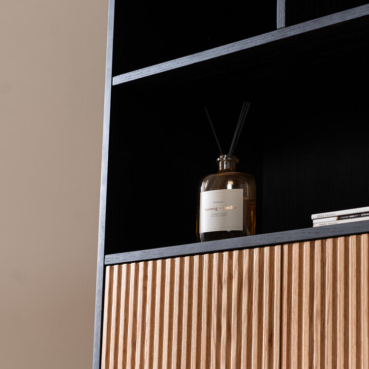 Wandkast Bradley zwart/blank eiken 80x220 cm