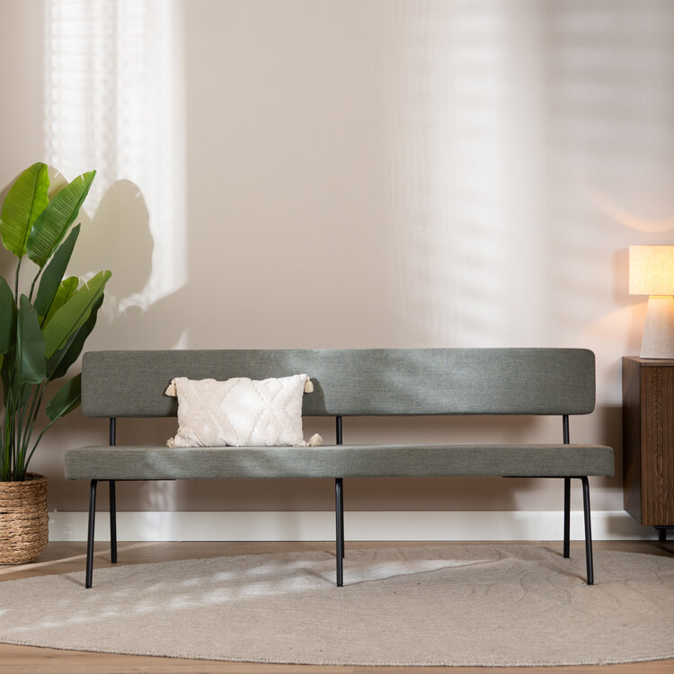 Scandinavische eetkamerbank Espen groen gerecyclede stof 190 cm