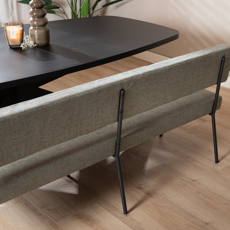 Scandinavische eetkamerbank Espen groen gerecyclede stof 190 cm