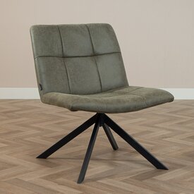 Industriële fauteuil Eevi olijfgroen eco-leer