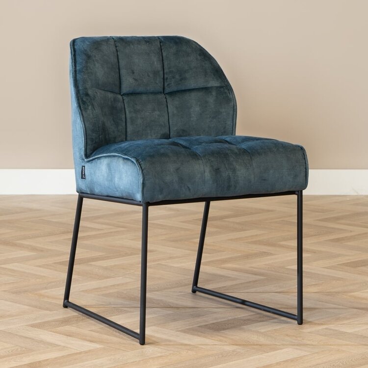 Velvet eetkamerstoel Janna blauw