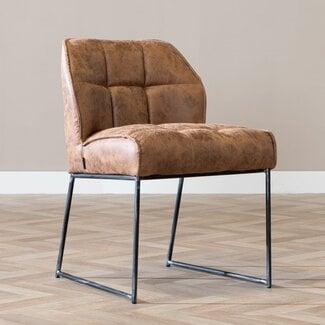 Industriële eetkamerstoel Abel cognac