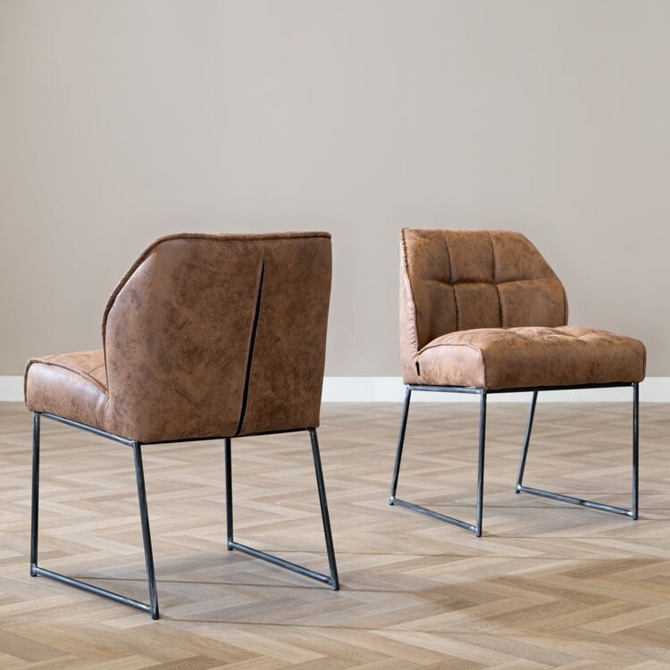Industriële eetkamerstoel Abel cognac