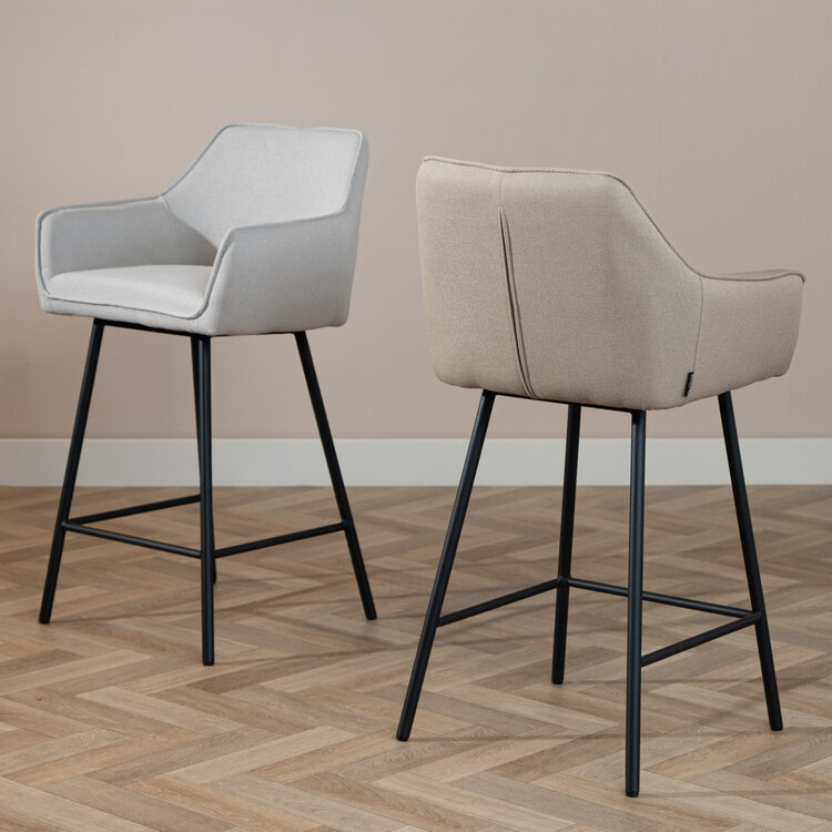 Scandinavische barkruk Andor gerecyclede stof taupe 65-78 cm