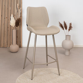 Scandinavische barkruk Jena taupe gerecyclede stof 69 cm