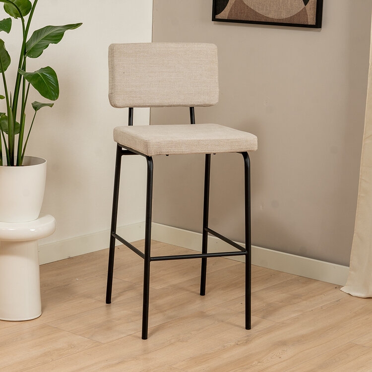 Scandinavische barkruk Espen beige gerecyclede stof 64-77 cm