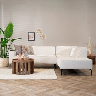 Hoekbank Kansas stof gemêleerd beige rechts
