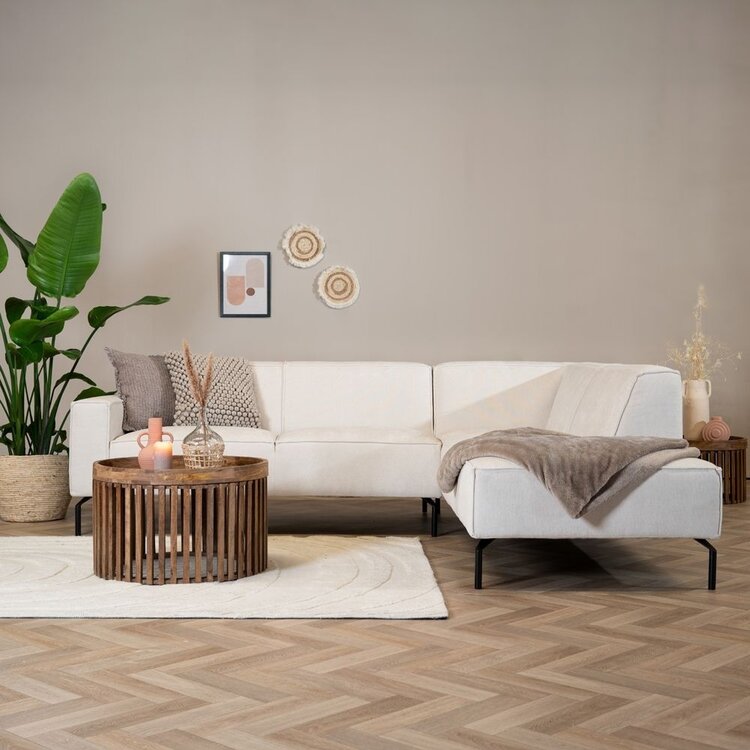 Hoekbank Kansas stof gemêleerd beige rechts