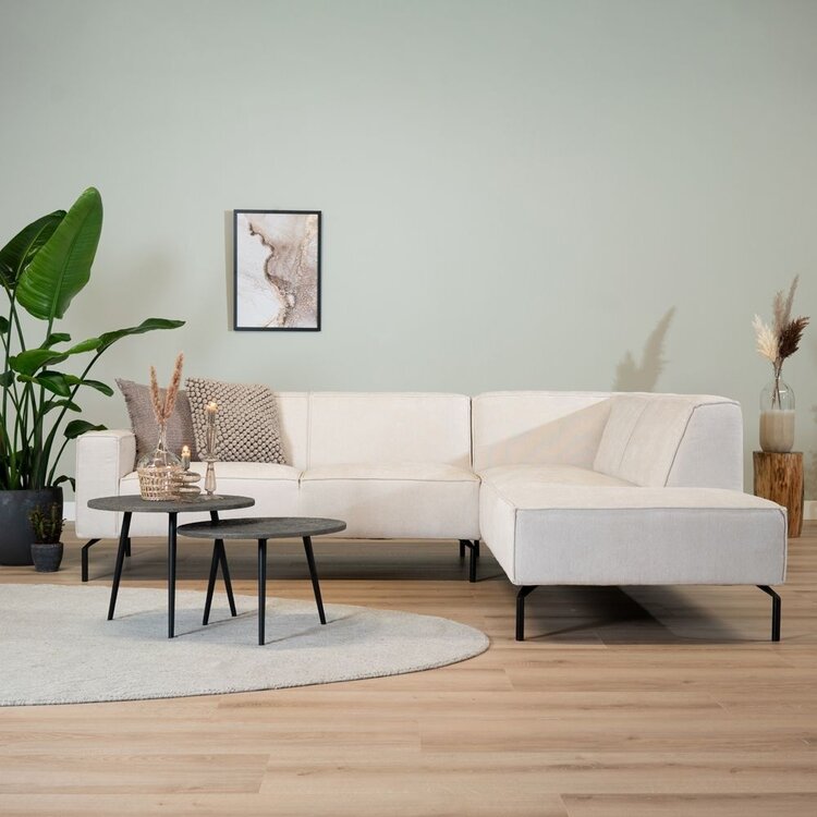 Hoekbank Kansas stof gemêleerd beige rechts