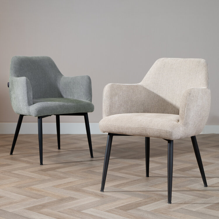 Scandinavische eetkamerstoel Lars taupe gerecyclede stof