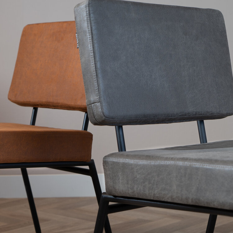 Industriële eetkamerstoel Espen antraciet eco-leer