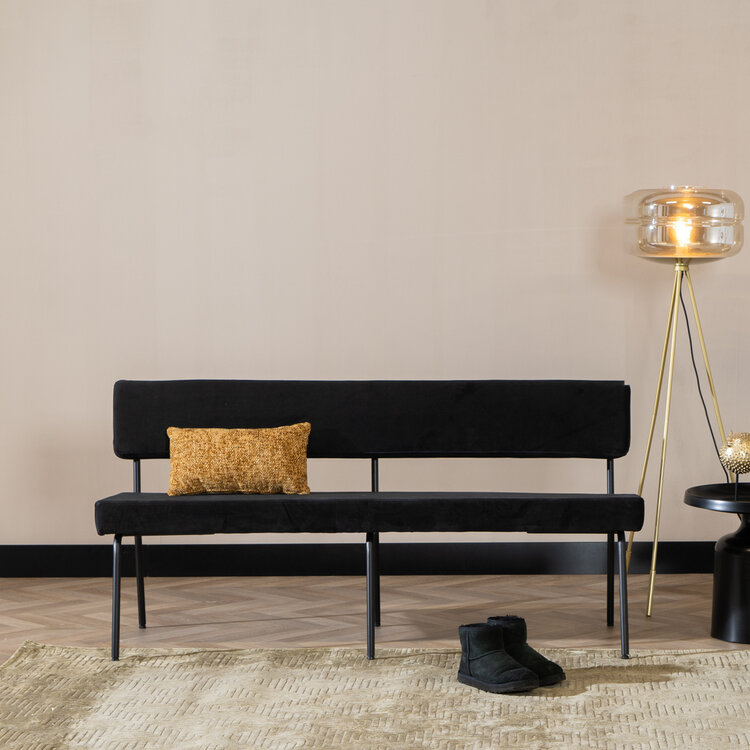Velvet eetkamerbank Espen zwart 160 cm