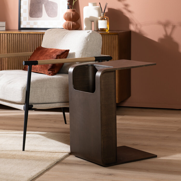 Scandinavische bijzettafel/salontafel Isla 60x35x45 walnoot