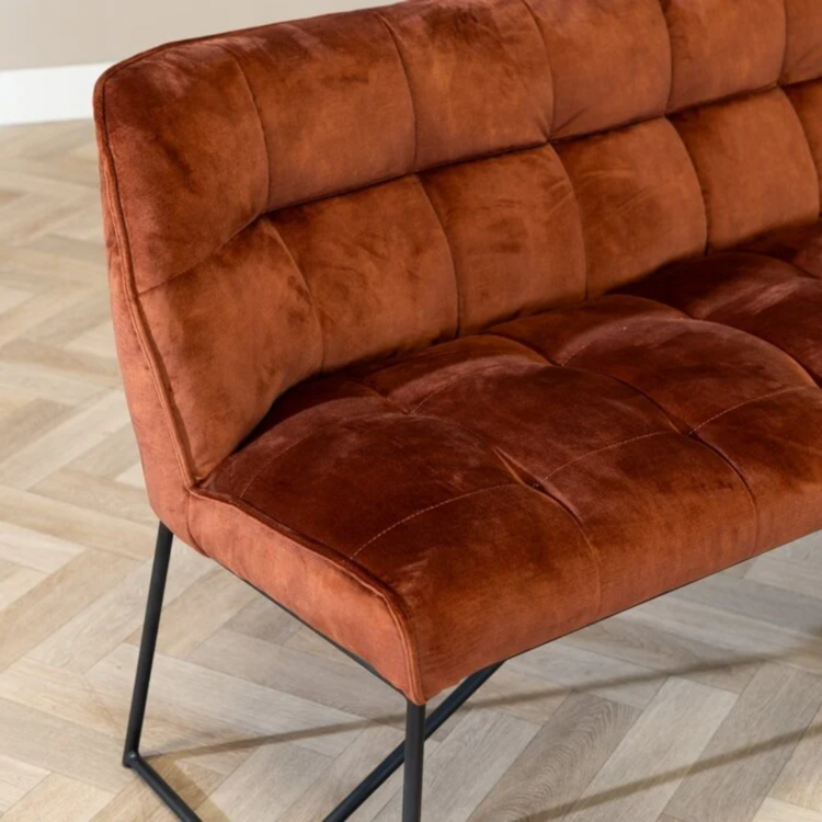 Velvet eetkamerbank Janna koper 220 cm
