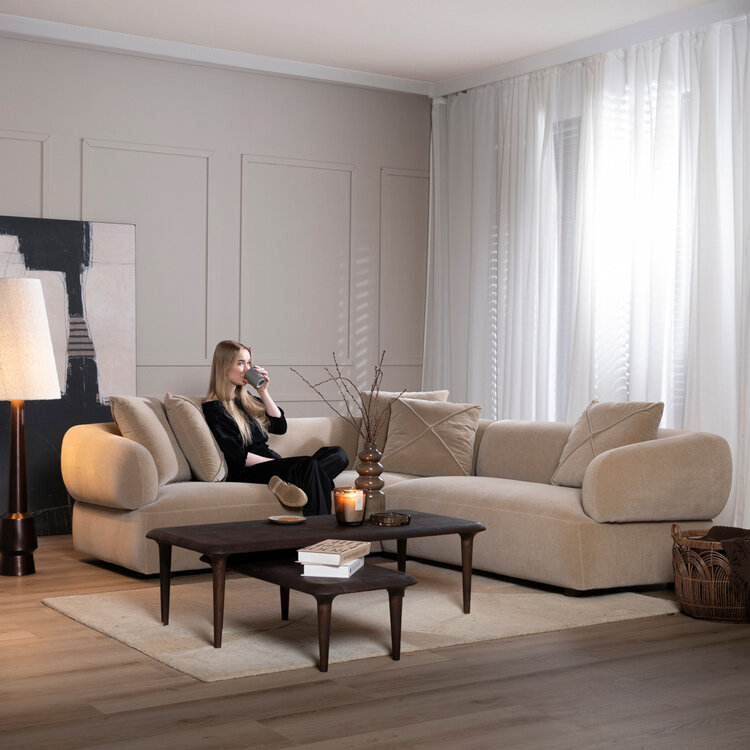 Hoekbank Palermo velvet taupe rechts