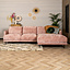 Hoekbank Denver chenille stof roze rechts