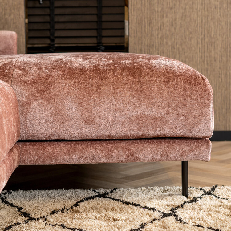 Hoekbank Denver chenille stof roze rechts