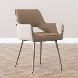 Scandinavische eetkamerstoel Olivia taupe gerecyclede stof