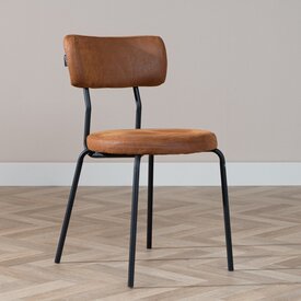 Industriële eetkamerstoel Lyon cognac eco-leer