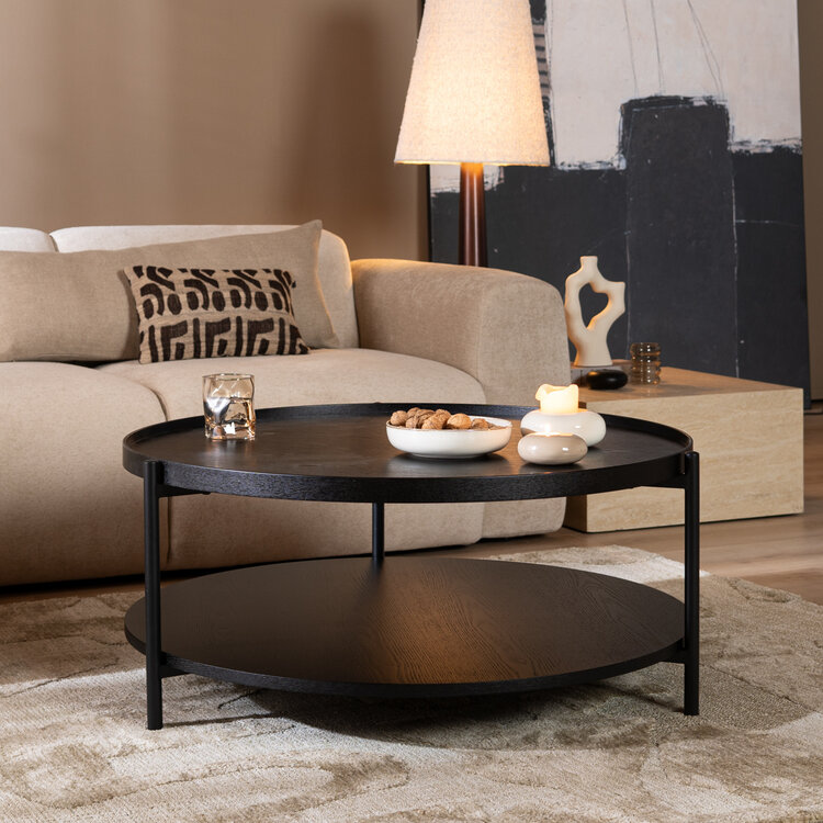 Salontafel Rio Ø90 cm zwart eiken