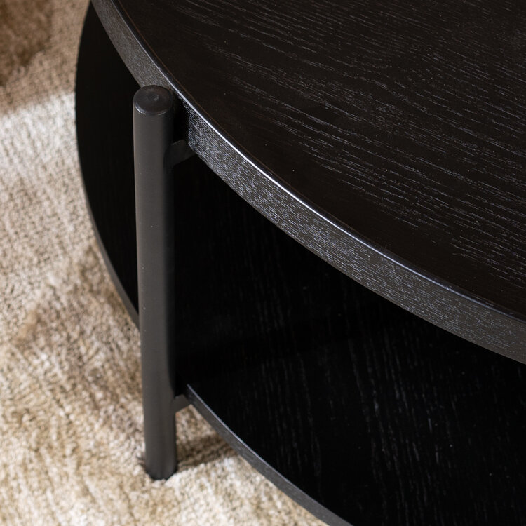 Salontafel Rio Ø90 cm zwart eiken