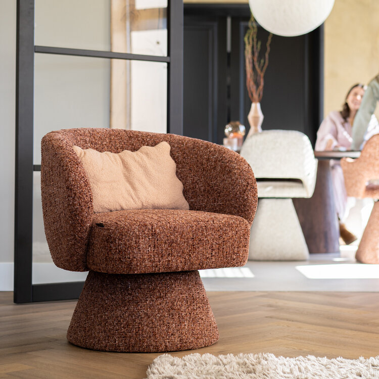 Fauteuil Lenn draaibaar chenille taupe