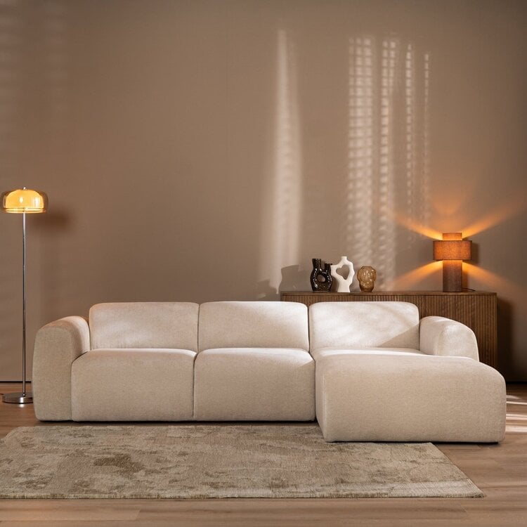 Hoekbank Maine chenille stof beige rechts