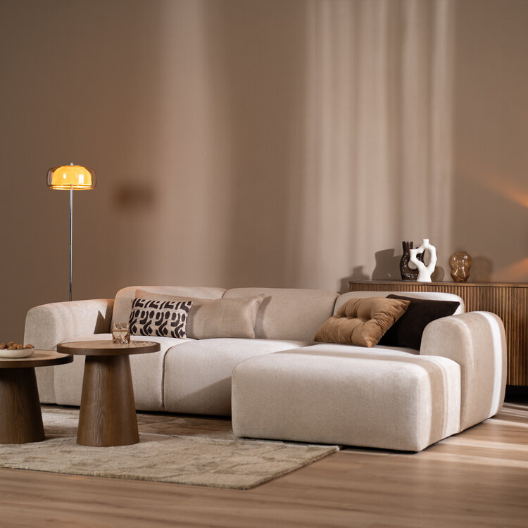 Hoekbank Maine chenille stof beige rechts