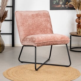 Scandinavische fauteuil Sophie chenille stof roze