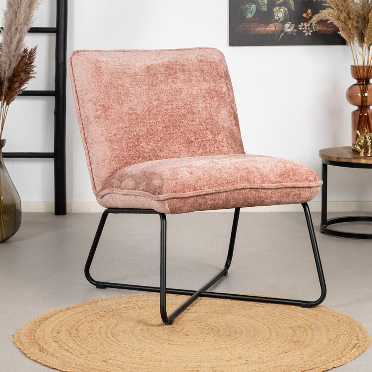 Scandinavische fauteuil Sophie chenille stof roze gemêleerd