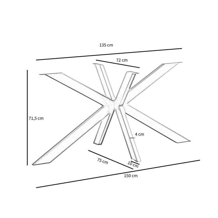 Tafelonderstel spinpoot Mads metaal zwart 150 x 75 cm