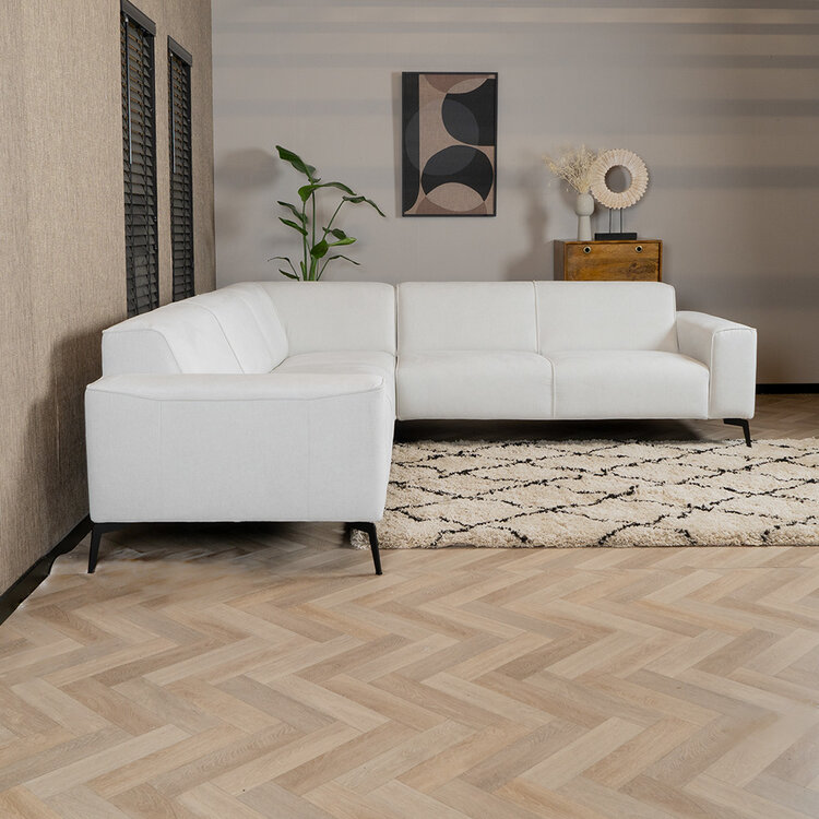 Scandinavische hoekbank Vegas off white stof gemêleerd links/rechts