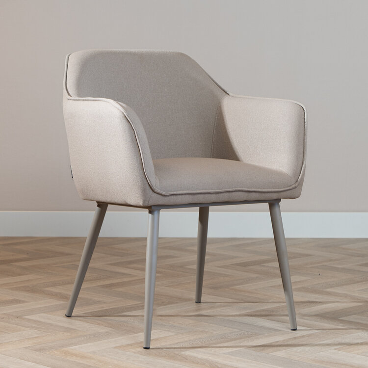 Scandinavische eetkamerstoel Elin taupe gerecyclede stof