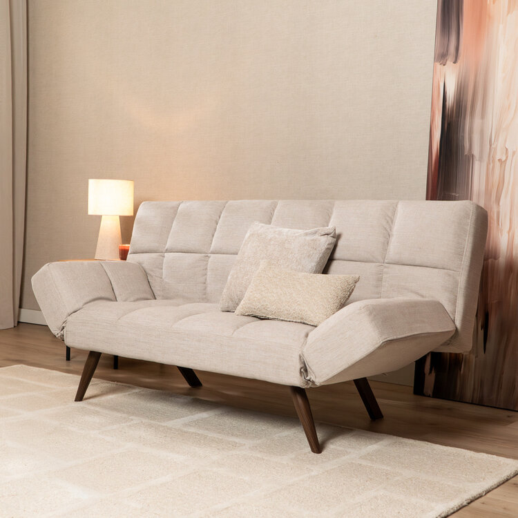 Slaapbank 1,5 persoons Timo gerecyclede stof beige