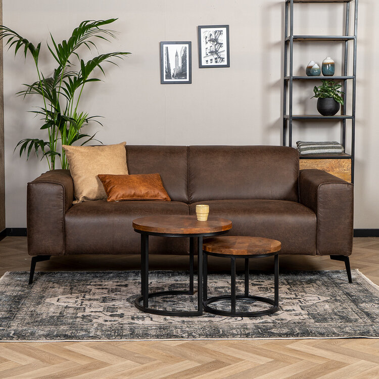 Industriële bank 2,5-zits Vegas eco-leer bruin