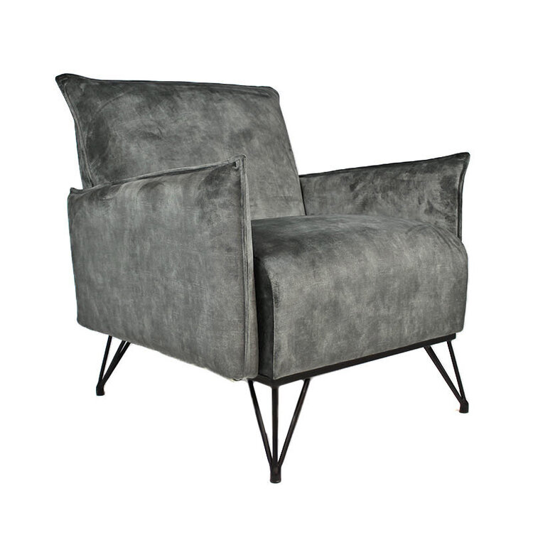 Velvet fauteuil Mika grijs