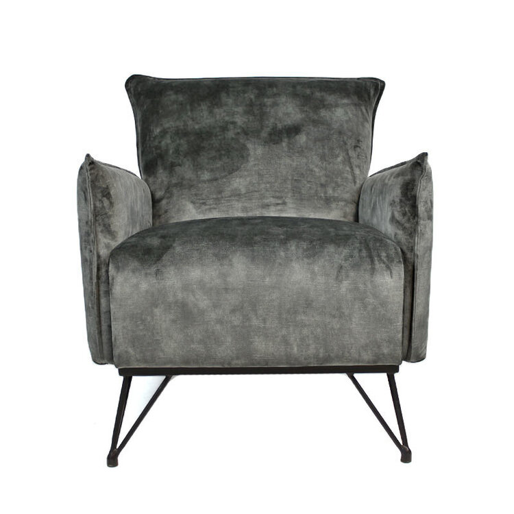 Velvet fauteuil Mika grijs