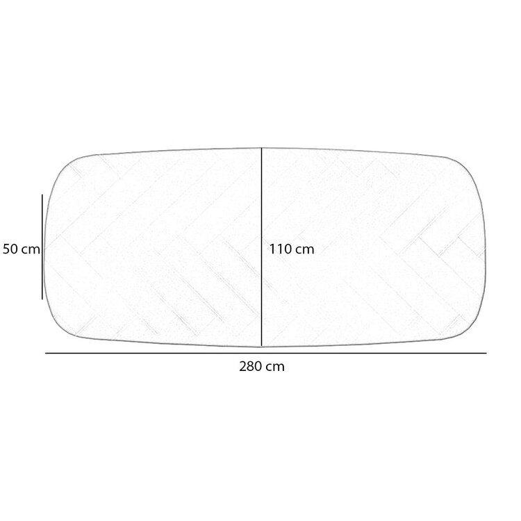 Tafelblad Deens ovaal visgraat Janne PVC 280 x 110 cm