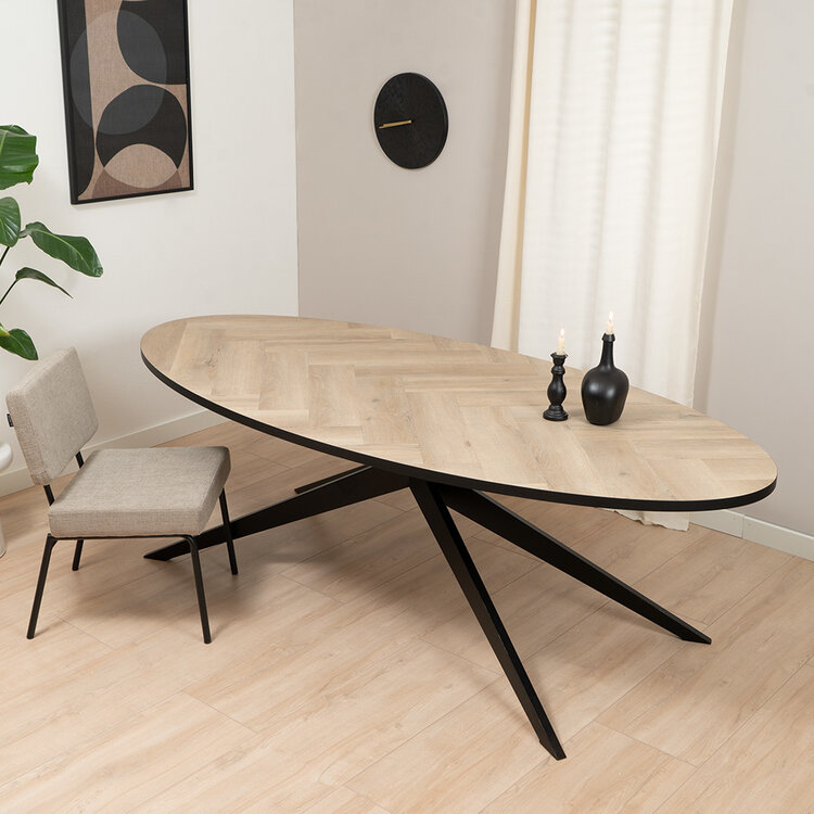 Visgraat eettafel ovaal Ilva PVC 240 x 110 cm